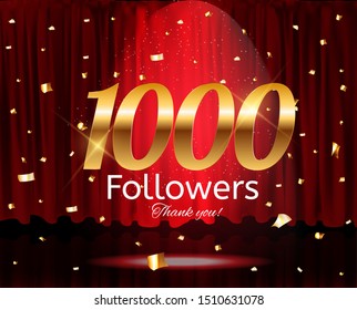 1000 Followers. Thank you. Vector Illustration Background EPS10
