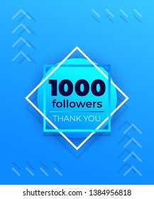 1000 followers, vector banner for social media