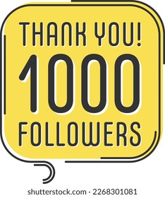 1000 followers vector. Greeting social card thank you followers. Congratulations follower design template