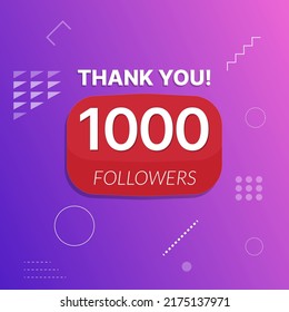 1000 followers vector post celebration. Thousand subscribers followers thank you congratulation