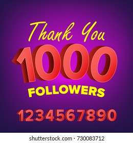1000 Followers Vector. Thanks Design Template. Social Network Concept. Illustration