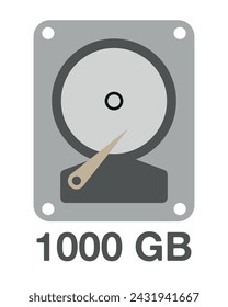1000 GB vector. Hard disk design, data storage and backup concept