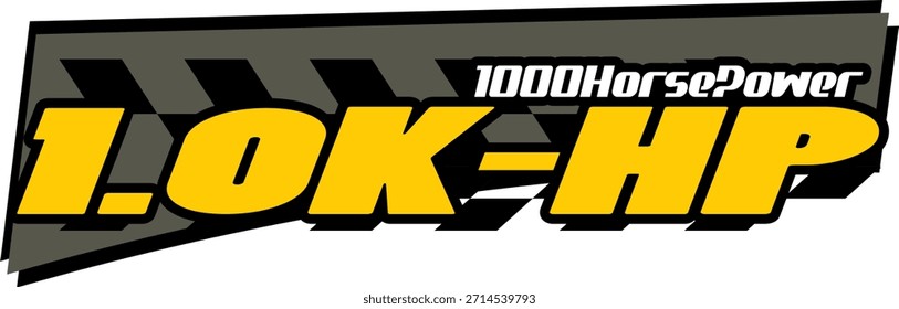 1000 HORSEPOWER text vector, sticker design, speed icon.