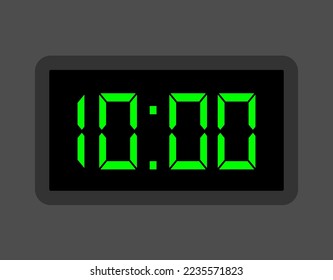 10:00 hours digital clock. Alarm clock design for schedule. Timer icon with digital numbers for appointments and business