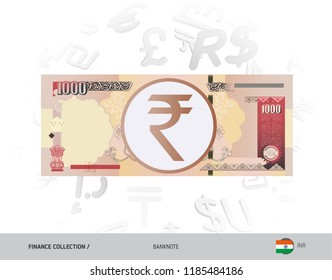 1000 Indian Rupee Banknote. Flat style vector illustration isolated on currency background. Finance concept.