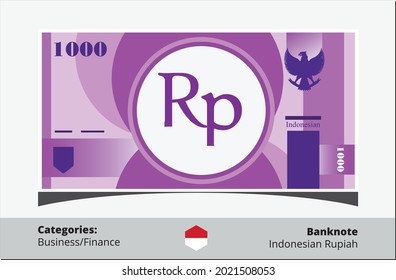 1000 Indonesian Rupiah Banknotes paper money vector logo illustration and design. Indonesia business, payment and finance element. Can be used for web, mobile, infographi and print.