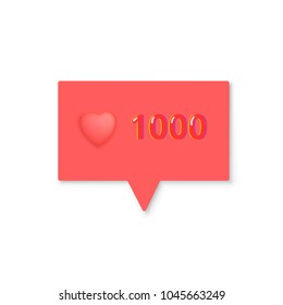 1000 Likes. Element for graphic design - blog, social media, banner, poster, flyer, card, tag.  Vector illustration.