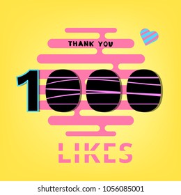 1000 likes  thank you banner. Post for social media. Vector llustration.