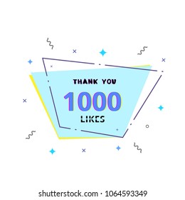 1000 likes thank you card. Template for social media. Vector illustration.