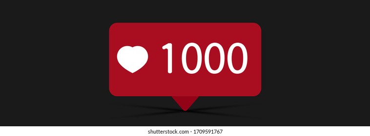 1000 likes. Vector illustration on black background.