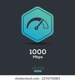 (1000 Mbps) Megabits per second Icon, Vector sign.