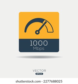 (1000 Mbps) Megabits per second Icon, Vector sign.