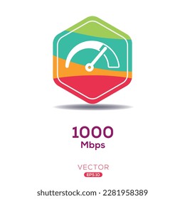 (1000 Mbps) Megabits per second Icon, Vector sign.
