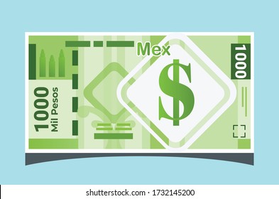 1000 Mexican Peso Banknotes Paper Money Vector Icon Logo Illustration and Design. Can be Used for Web, Mobile, Infographic, and Print .EPS 10 Vector illustration.