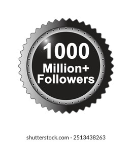 Mais de 1000 milhões de seguidores vetor pós 1000 milhões+ celebração. Mais de 1.000 milhões de seguidores. Obrigado parabéns. Mais de 1000 milhões de seguidores comemoram um círculo de design de fundo com mais de mil milhões de seguidores.