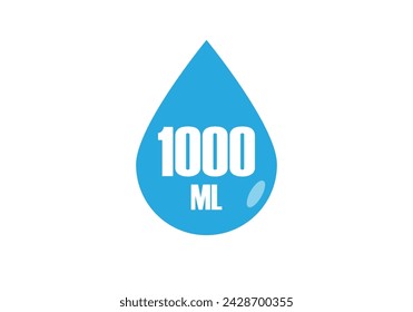 1000 ml. Vector volume of 1000 milliliters. Liquid drop design isolated on white background