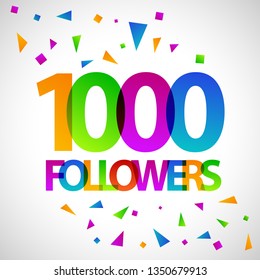 1000 number 1000 followers social media banner flat vector design template 1000 number color colour teamwork group colourful human abstract background scene multicolored digital celebrating celebratio