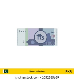 1000 Pakistan Rupee Banknote Illustration.