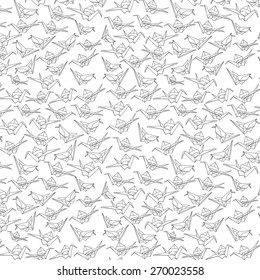 1000 Paper Cranes â?? Black and White Origami Pattern - Vector