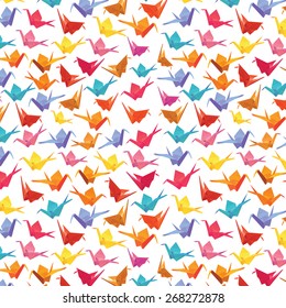 1000 Paper Cranes Colorful Origami Seamless Pattern - Vector
