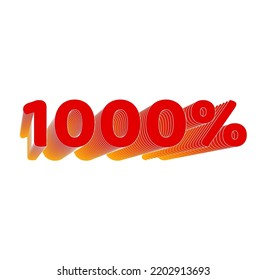 1000 percent vector icon. 1000 letters on white background.