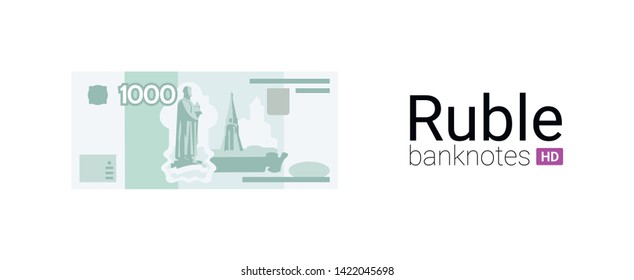 1000 rubles money of Russia.Real banknote illustration. Flat design. The most popular Russian banknote in vector graphic.
