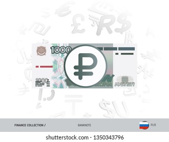 1000 Russian Ruble banknote. Flat style vector illustration isolated on currency background. Finance concept.