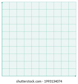 1000 square units of graph paper, white with green lines, green x-axis and y-axis.