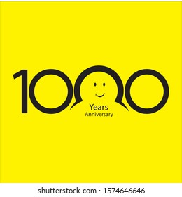 1000 th anniversary numbers. 1000 years old yellow background coloured logotype. Age congrats, congratulation idea. Isolated abstract graphic design template. Creative 