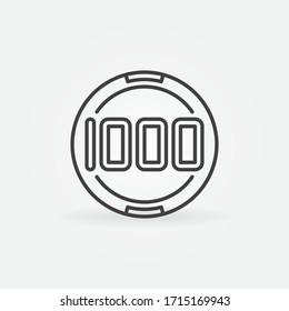 1000 value Poker Chip linear icon. Vector 1K Casino Chip outline symbol