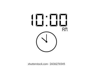 10:00 AM vector image and icon black colour on white background.