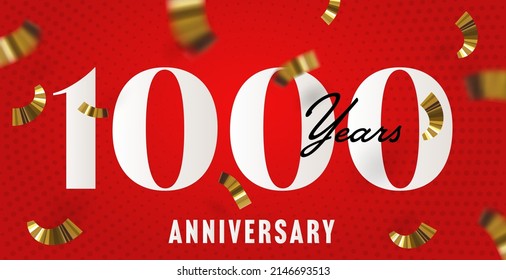 1000 Year Anniversary Template For Business Company Birthday. 1000 Years Happy Jubilee Banner Background Vector Illustration