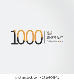 1000 Year Anniversary Vector Template Design Illustration Black Orange Elegant White Background