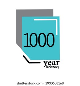 1000 Year Anniversary Vector Template Design Illustration Blue Box Elegant White Background