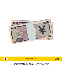 1000 Yen banknote. Yen banknote vector illustration.