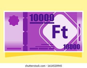 10000 Hungarian Forint Banknotes paper money vector icon logo illustration and design. Hungary business, payment and finance element. Can be used for web, mobile, infographic, and print.