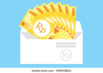 10000 Indonesian Rupiah Banknotes  Money in envelope vector icon. Indonesia Business, payment and finance element. Can be used for web, mobile, infographic and print.