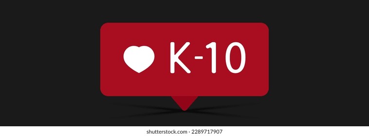 10000 likes of red and small heart side, vector illustration on black background.