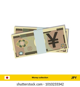 10000 Yen banknote. Yen banknote vector illustration.