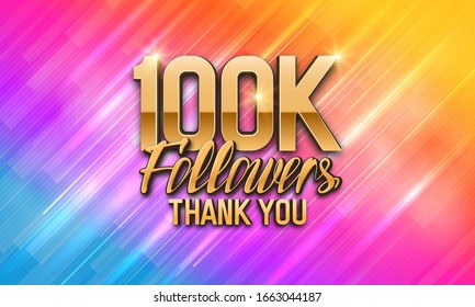 100000 followers. Poster for social network and followers. Vector template for your design.