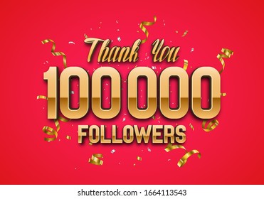 100000 followers. Poster for social network and followers. Vector template for your design.