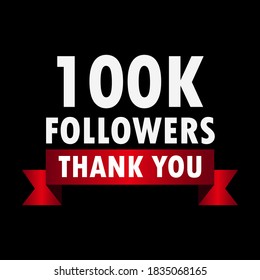 100000 followers vector. Greeting social card thank you followers