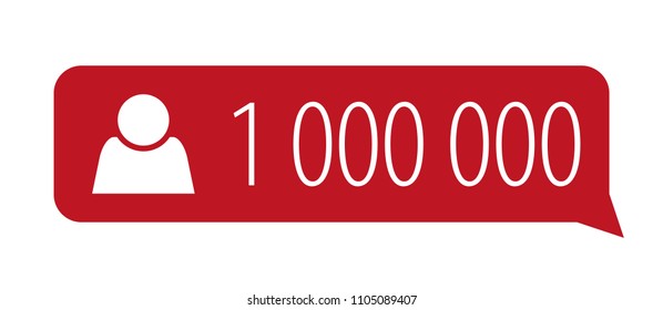 1000000 Followers isolated counter notification. Flat Social Media Sign. Vector illustration
