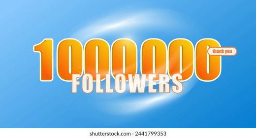 1,000,000 followers. Web banner for bloggers. 3 D. Vector illustration.