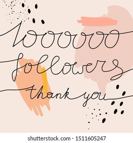 1000000 numbers for Thanks followers design.Thank you followers congratulation card. Vector illustration for Social Networks. Web user or blogger celebrates a large number of subscribers.