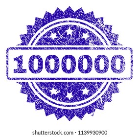 1000000 stamp imprint with dirty style. Blue vector rubber seal print of 1000000 caption with dirty texture.