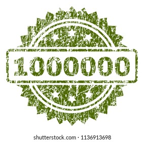 1000000 stamp seal watermark with rubber print style. Green vector rubber print of 1000000 text with scratched texture.