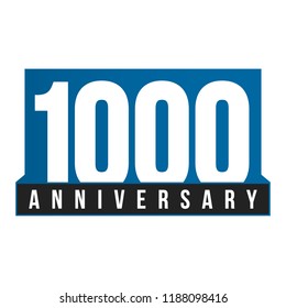 1000th Anniversary vector icon. Birthday logo template. Greeting card design element. Simple business anniversary emblem. Blue strict style number. Isolated vector illustration on white background.