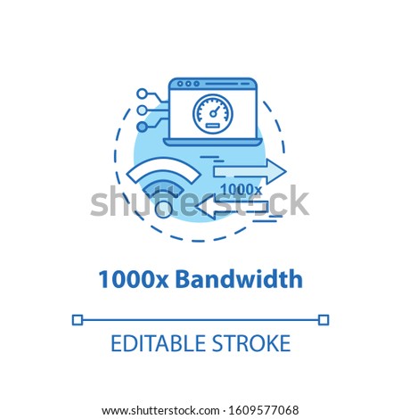 1000x bandwidth concept icon. Mobile internet. 5G technologies idea thin line illustration. High-speed connection. Wireless technology. Vector isolated outline drawing. Editable stroke