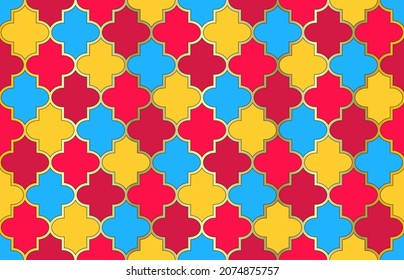 1001 Night Arabesque. Moroccan Seamless Pattern. Traditional Muslim Lantern Ornament. Mosque Window Pattern. Ramadan Kareem Tender Design. Noble Moroccan Seamless Pattern. Arabic Mubarak Mosaic.